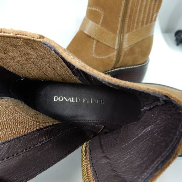 Donald Pliner Mai Moto Boots Size 8 Brown Suede Leather Saddle Harness NEW - Picture 11 of 14